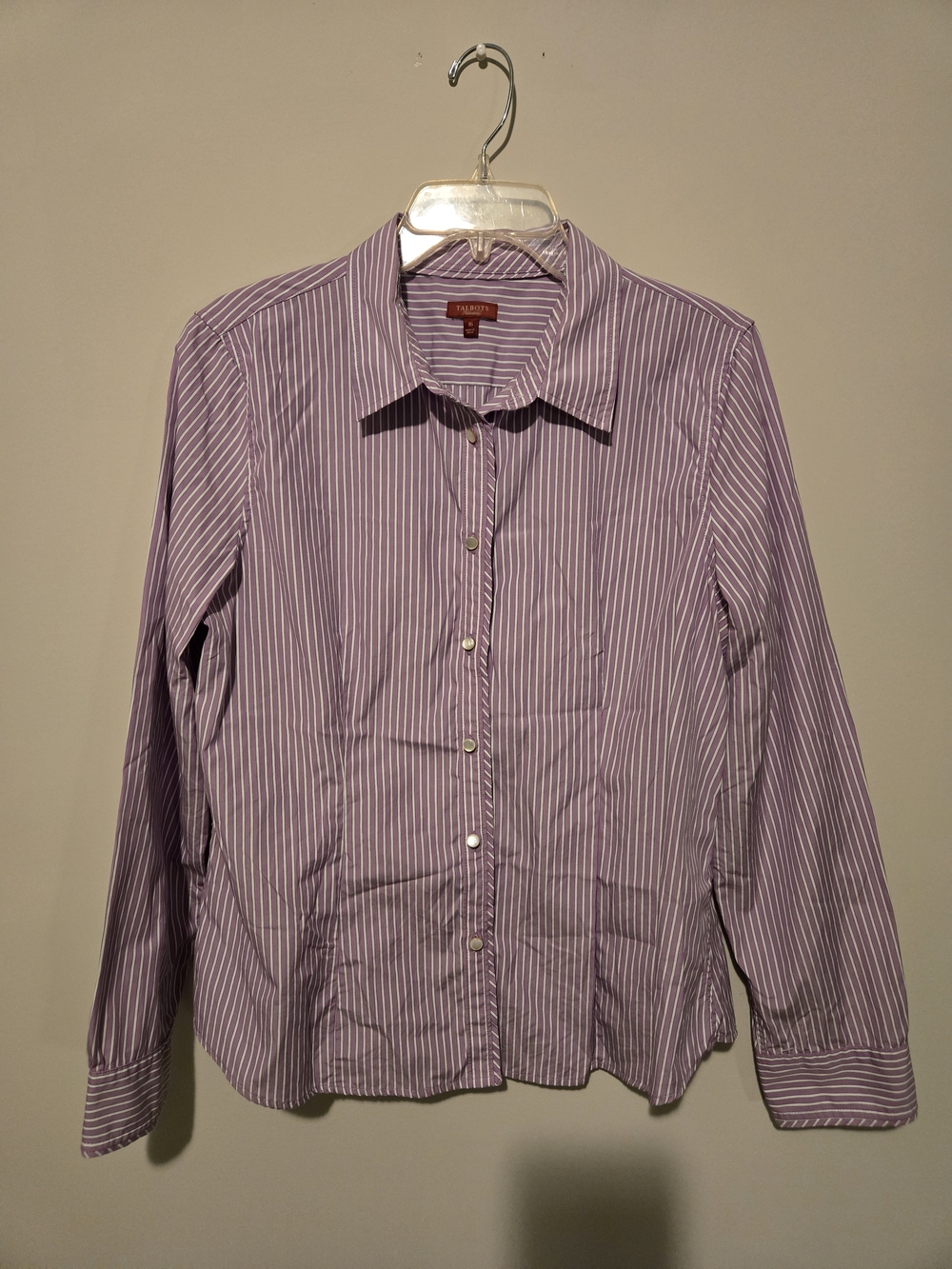 Talbots Women's Lavender Stripe Button-Down Shirt